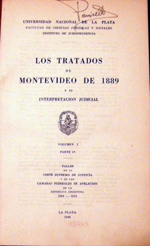 Universidad La Plata Tratados Montevideo De 1889 