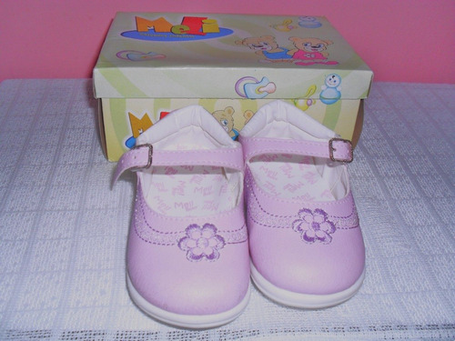 Guillerminas Lilas Cuero Bordadas Talle 20-beba 12-15 Meses