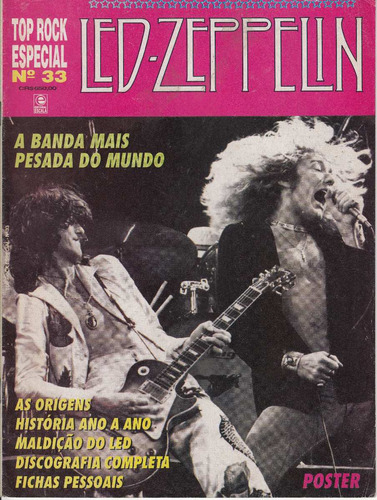 Top Rock Especial Led Zeppelin Brasil Con Poster 1993 Escasa