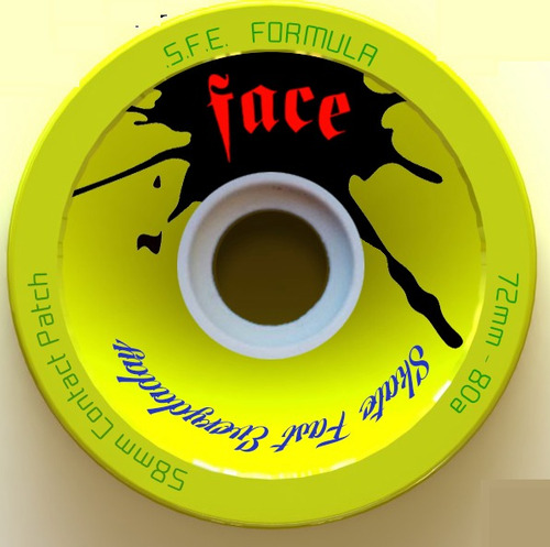 Rodas Longboard Face Skate Dalua Amarela 72mm 82a Downhill