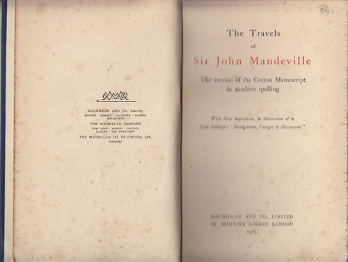 Clasicos Ingleses Travels Of Sir John Mandeville 1923 Escaso