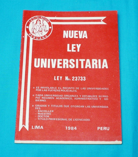 Nueva Ley Universitaria N° 23733 Educación 1984 Lima Perú