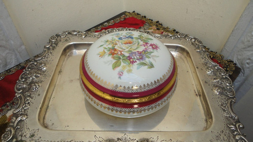 Alhajero Cofre Porcelana Limoges Antiguo Realce De Oro Vealo