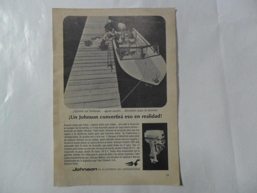 Johnson Motor Nautico Lancha Embarcacion Publicidad 1965