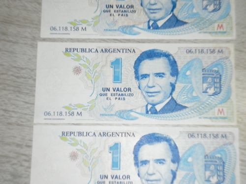 Billete  De 1 Peso Argentino, Menem