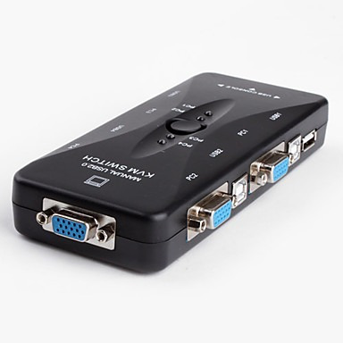 Chaveador Kvm Usb 4 Portas Vga /p Ligar Pcs A 1 Monitor Usb