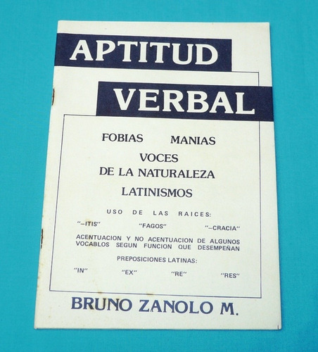 Aptitud Verbal Bruno Zanolo Latinismos Locuciones Fobias