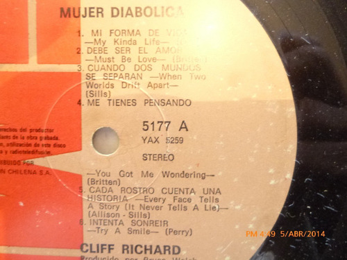Vinilo Lp De Cliff Richard - Mujer Diabolica (xx661 (Usado)