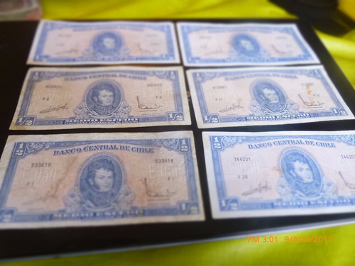 28 Billetes Chile Medio Escudo Tres Firmas (c-7-3