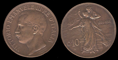 Italia 10 Centesimi 1911 R Km # 51 Exc