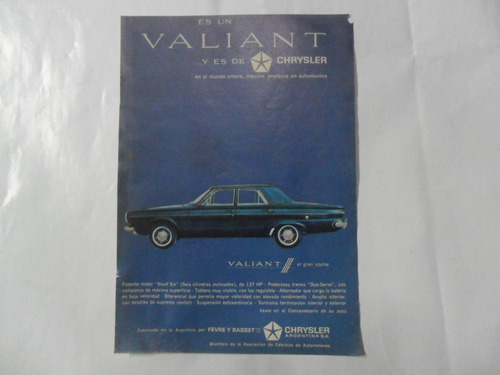 Valiant Chrysler Fevre Y Basset Slanf Six Publicidad 1965