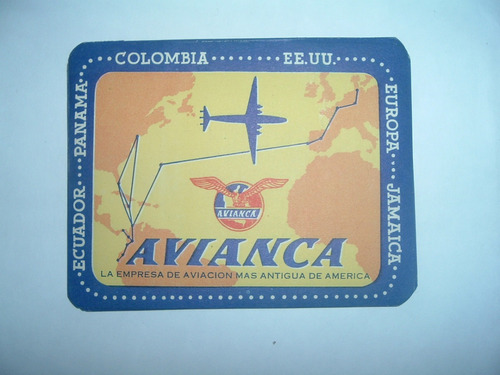 Etiqueta  Valija,maletas,avianca Emp.de Aviacion,colombia