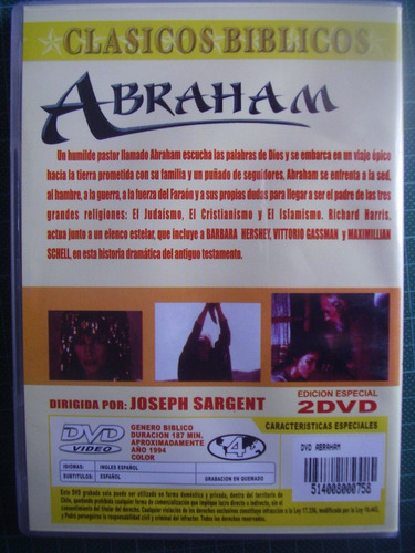 Imagen 2 de 3 de Dvd - Abraham - Richard Harris - Barbara Hershey