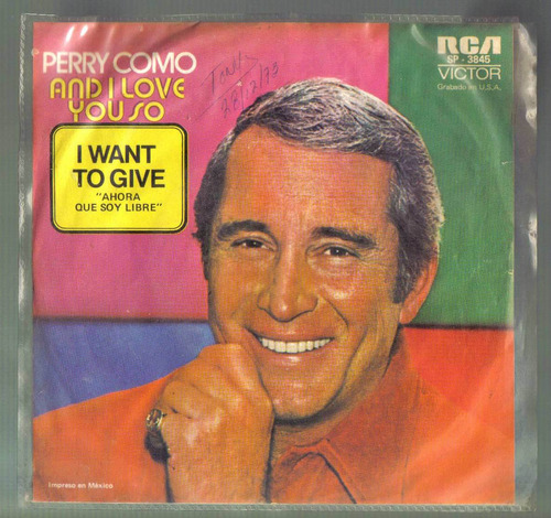 Perry Como Ep 7 Te Quiero Asi/ahora Que Soy Libre 1973  Bfn