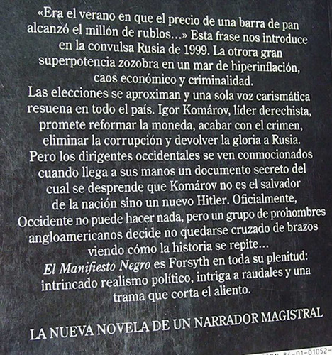 Manifiesto Negro F. Forsyth Novela Realismo Político / N Pj