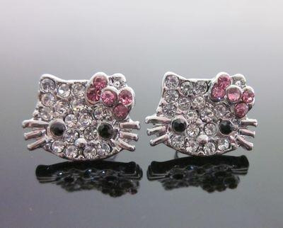 Hello Kitty Aretes Con Incrustaciones Cristales Austriacos