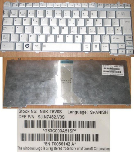 Teclado Español Toshiba M800 U400 U405 A600 E205-s1904 Negro