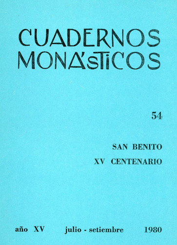 Cuadernos Monásticos Nº 54 - Julio-septiembre 1980.