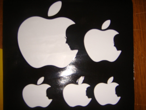 Stickers ...set De 5  Logos Apple Perfil Steve Jobs