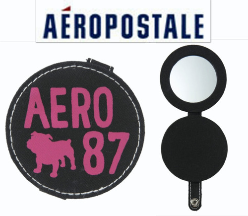 Espejo Aeropostale Con Logo Negro Rosa Cosmeticos Padrisimo!