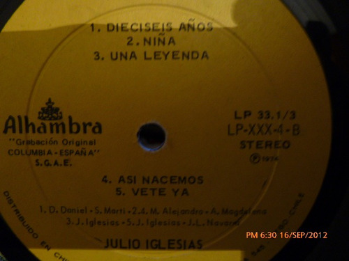 Vinilo De Julio Iglesia Dieciseis Años (u872