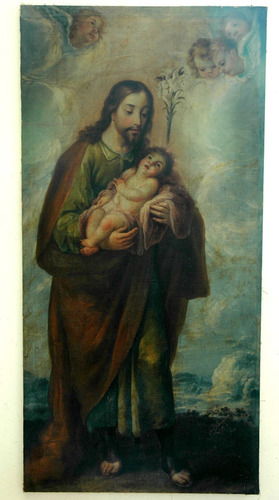 San Jose Y Niño Jesus Pintura Oleo Colonial Mexicana