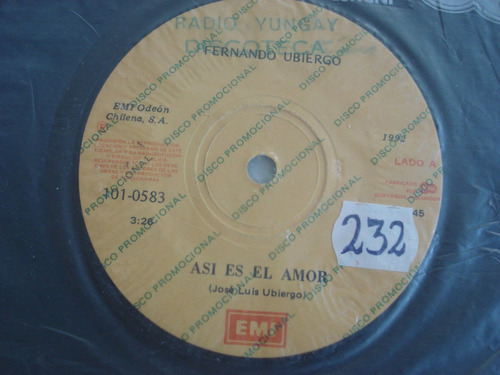 Single 45 Vinilo Fernando Ubiergo Asi Es El Amor