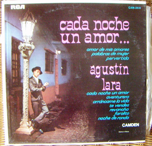 Bolero, Agustín Lara, Cada Noche Un Amor, Lp 12´, Hwo.