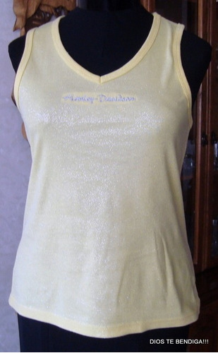 Polera Mujer Harley Davidson Amarillo Plateada Tl