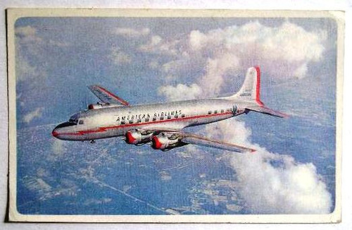 Antigua Postal Avion Dc-6 Flagship Linea American Airlines