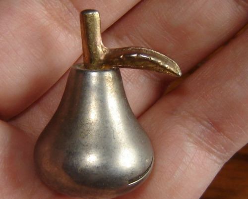 Miniatura Pera Presentador D Mesa Cena Bronce Solido Francia (Usado)