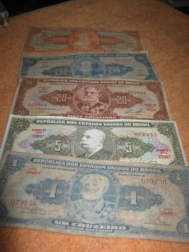 5 Billetes Cruzeiros, Antiguos