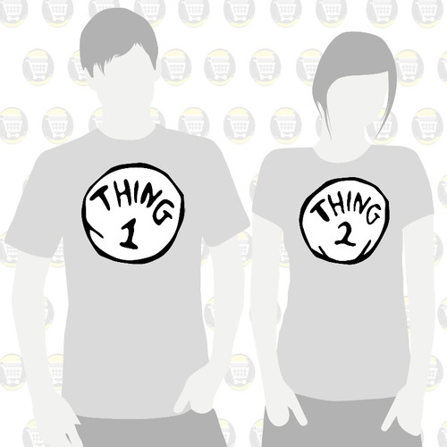 Camisetas Estampadas X2 Novios Parejas Amor Thing 1 Thing 2
