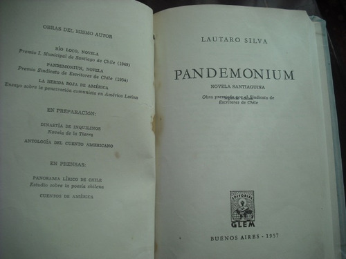 Libro Pandemonium Lautaro Silva (aa1099 (Usado)
