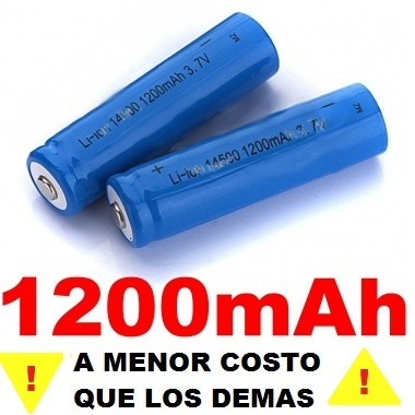 Imagen 2 de 6 de Bateria Pila 14500 3.7v 1200m Ah Recargable Litio C/ Mas!