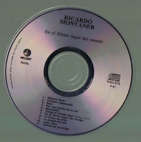 Ricardo Montaner Exitos Y Algo Mas Cd 1a Ed 1994 (Usado)