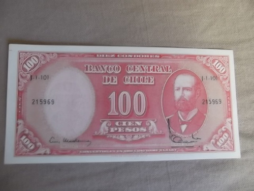 Billete De 100 Pesos,10 Centesimos De Escudo,nuevo.