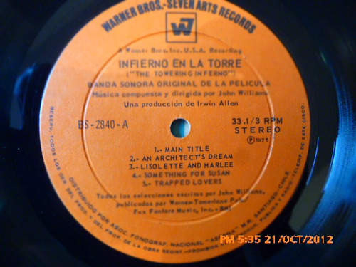 Vinilo Lp De La Pelicula Infierno En La Torre (u666