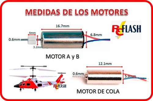 Imagen 2 de 9 de 3 Motores Helicoptero Rc - Set De 3 Syma Udi Wl Toys Y Mas