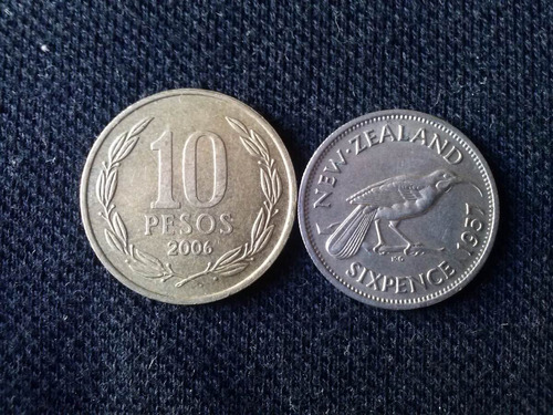 Moneda Nueva Zelanda Six Pence Plata 1957 (c9)