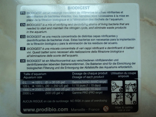 Imagen 2 de 2 de Bacteria P/acuario Agua Dulce/salada Biodigest 1pz Msi
