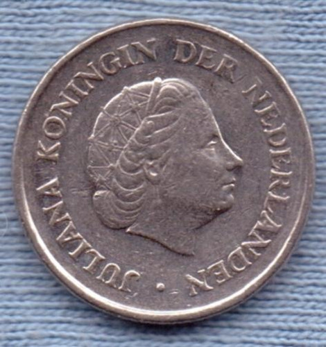 Imagen 2 de 2 de Holanda 25 Cent 1973 * Juliana I *