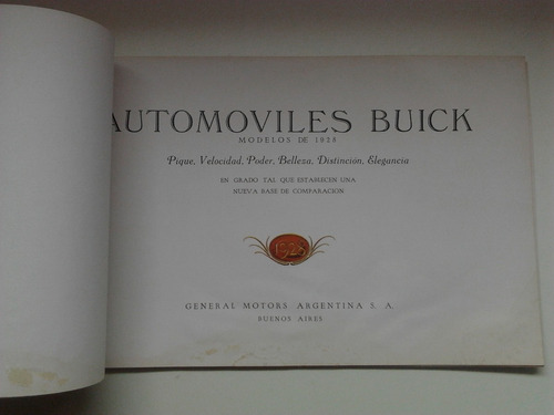 Raro Catálogo De Venta 100% Original: Buick 6 Cilindros 1928