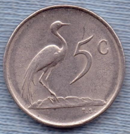 Imagen 1 de 2 de Sudafrica 5 Cents 1973 * Escudo *