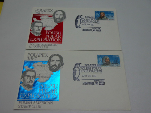 2 Sobres Conmemorativo Estampillas Exploradores Polares 1987