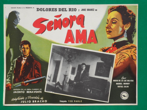 Dolores Del Rio Señora Ama Jose Suarez Orig Cartel De Cine