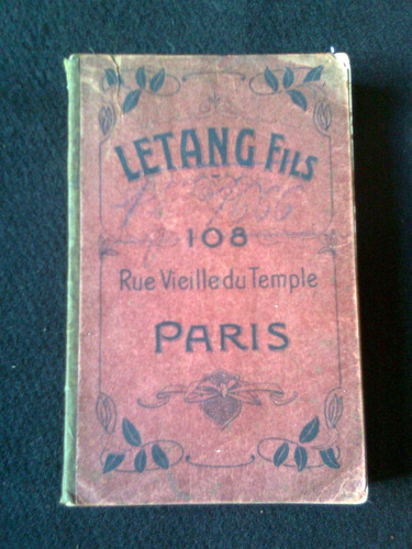 Letang Fils 108 Rue Vieille Du Temple Paris Année 1908