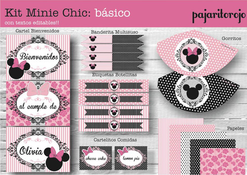 Kit Imprimible Minnie Chic Rosa