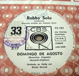 Bobby Solo Domingo De Agosto Simple Argentino Promo