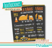 Comprar Cumple Construcción - Invitación Cumple Construcción Imprimi